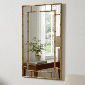 Roshan Wall Mirror | Faux Bamboo Antique Gold Design