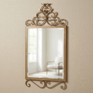 Wings of Love Satin Gold Rectangle Wall Mirror