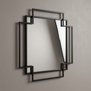 Hazel Geo Wall Mirror | Matte Black Geometric Design