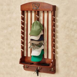 Vertical Deluxe Cap Wall Rack | Personalized Cherry Wood