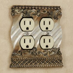 Monacio Double Outlet Cover | Antique Silver & Gold