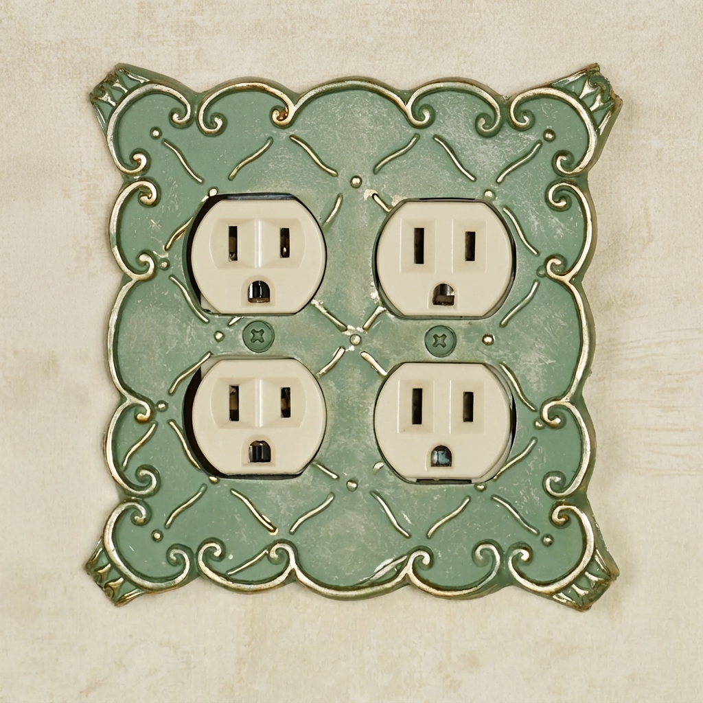 Angelissa Double Outlet Cover | Diamond Lattice & Gold