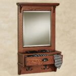 Karter Mirrored Wall Shelf | Mission Red Oak with Drawer